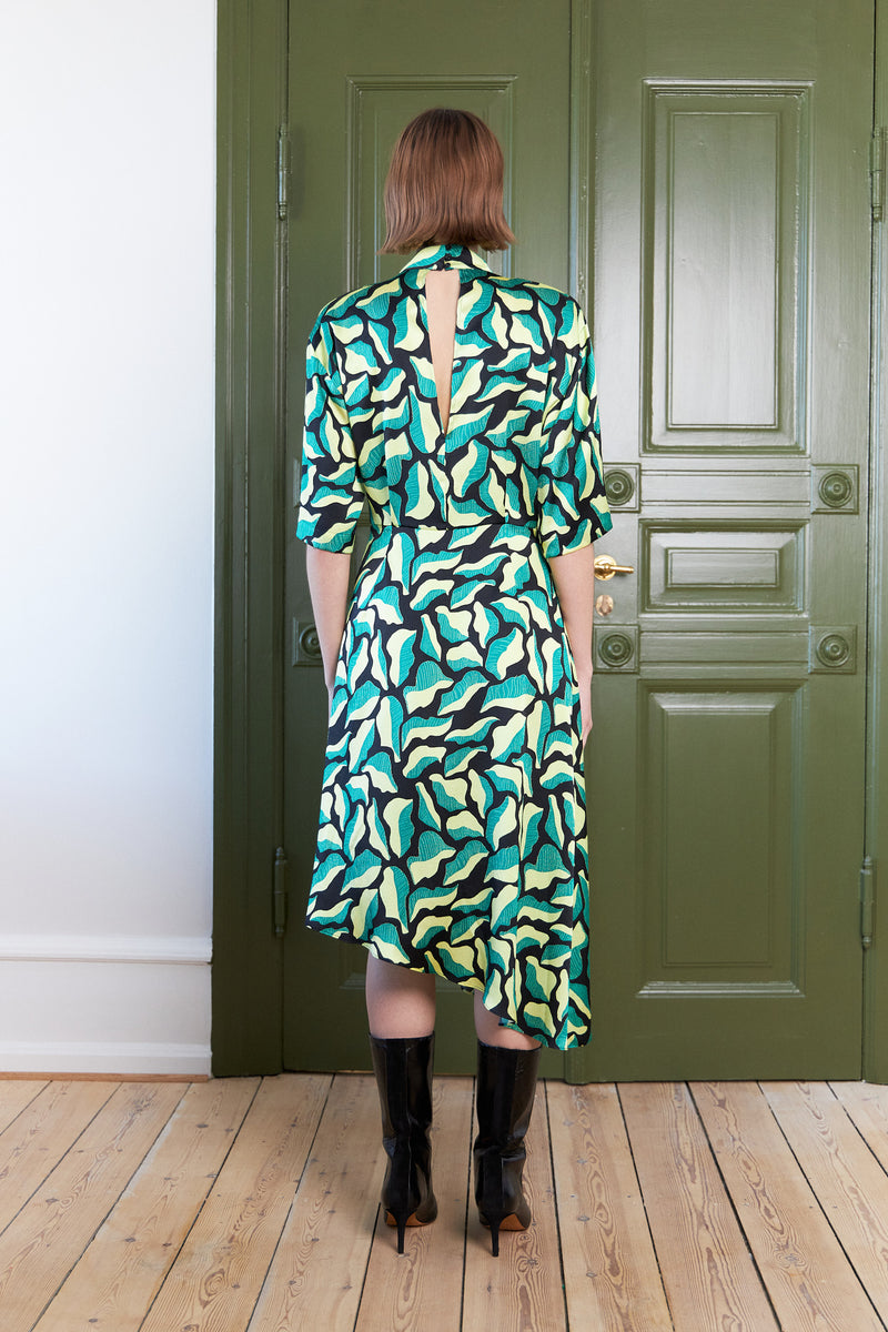 Stella Nova Hammered midi silk dress with print Dress 507 Flower Mix