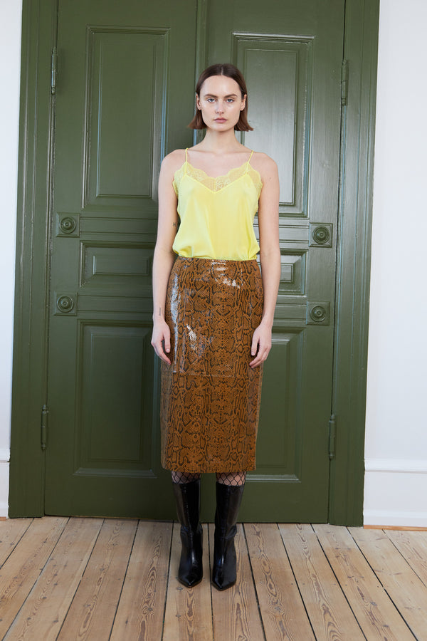 Stella Nova Leather midi skirt Skirt 118 Burned Yellow
