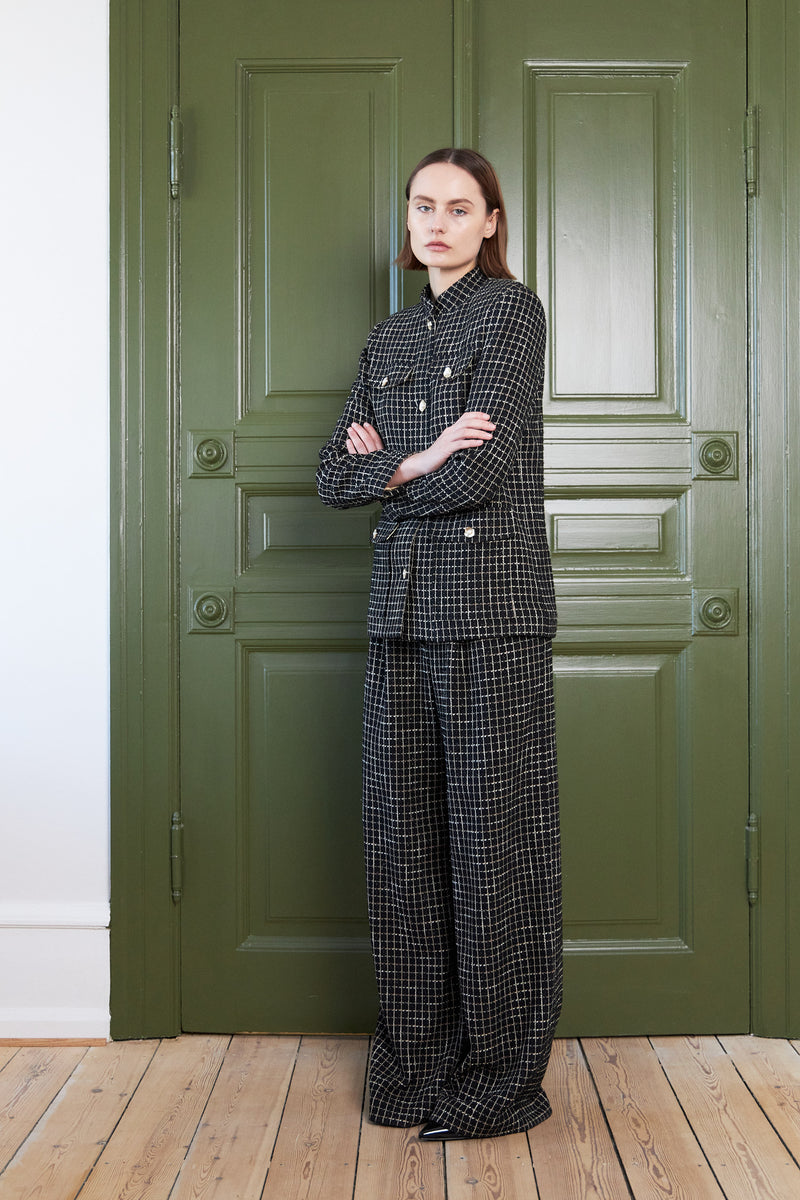 Retro Block Print Check Knit Trousers – Another Girl