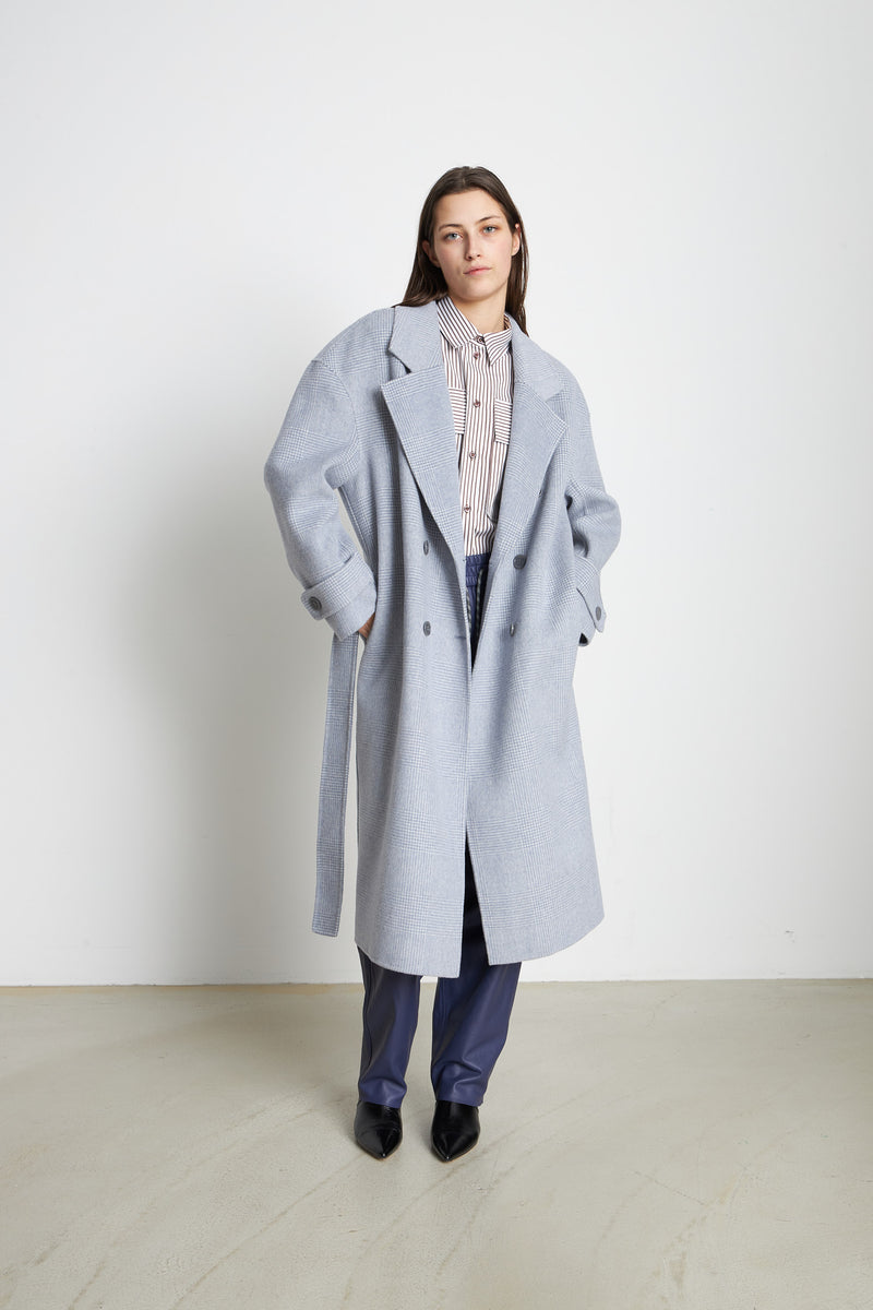 Stella Nova Checked wool mix coat Coat 864 Grey Checks