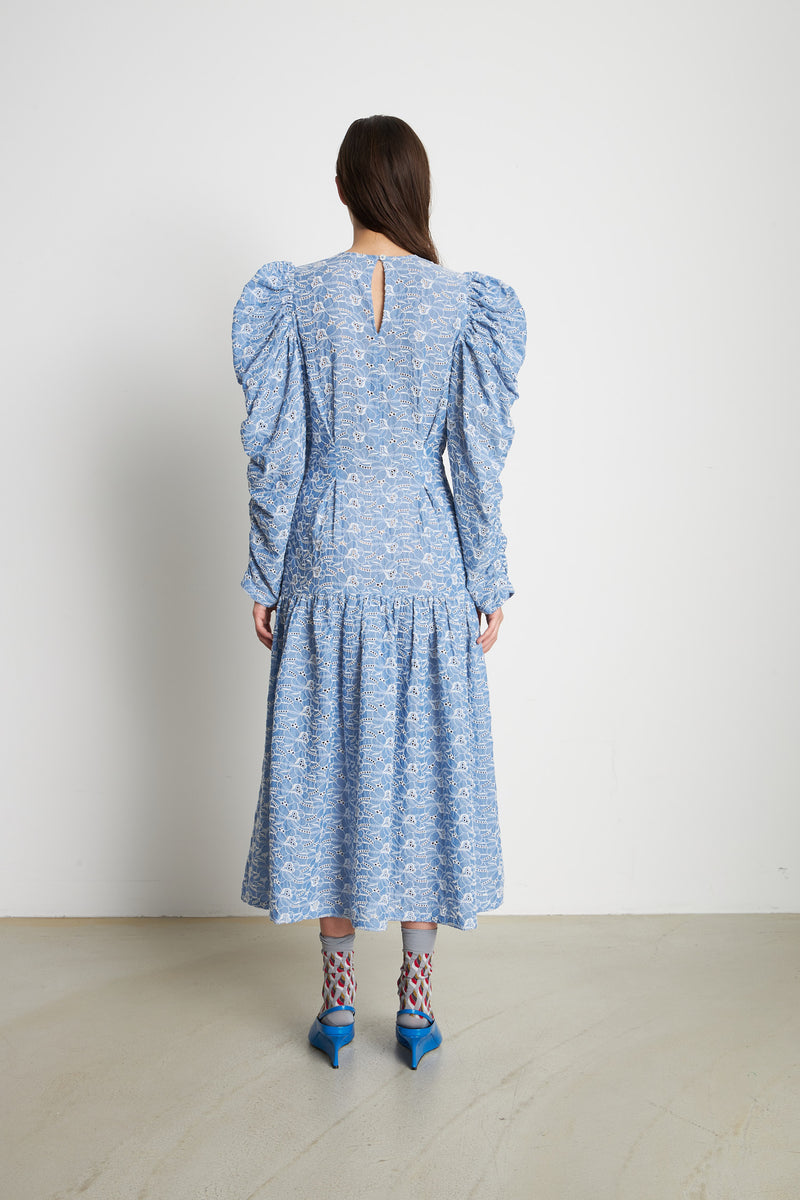 Stella Nova Cotton dress with all over embroidery Dress 302 Light Blue