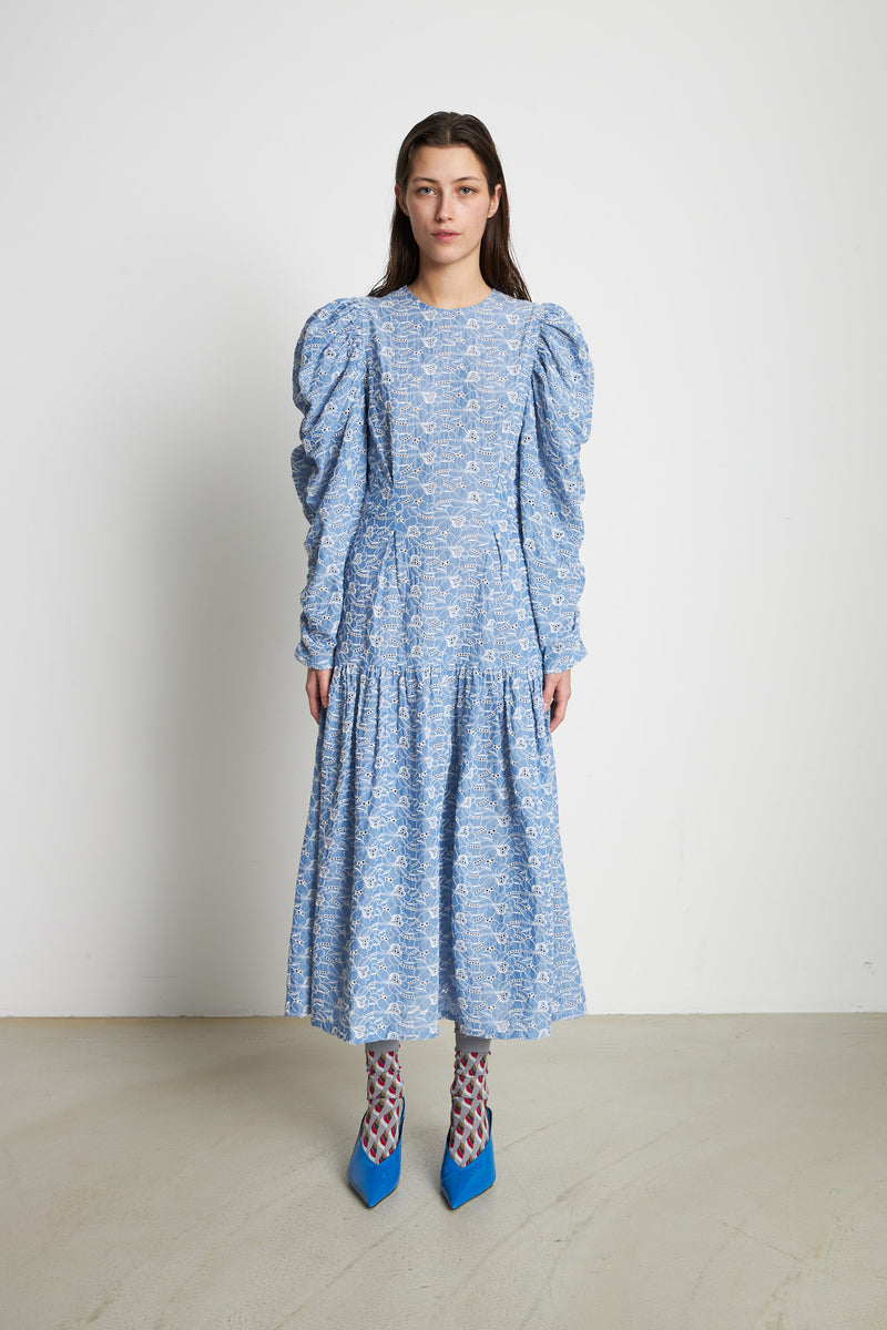 Stella Nova Cotton dress with all over embroidery Dress 302 Light Blue