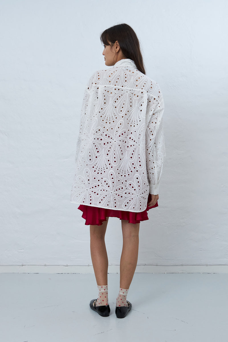 Stella Nova Crisp delicate embroidered cotton shirt Shirt 001 White