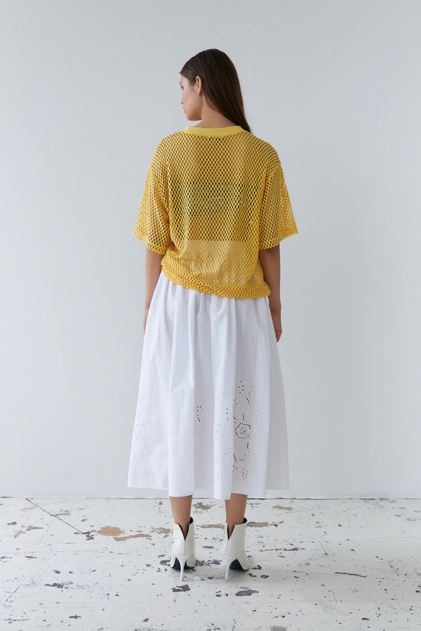Stella Nova Embroidery Anglaise midi skirt Skirt 001 White