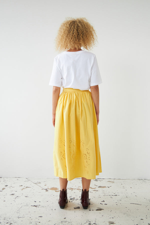 Stella Nova Embroidery Anglaise midi skirt Skirt 115 Sweet Yellow
