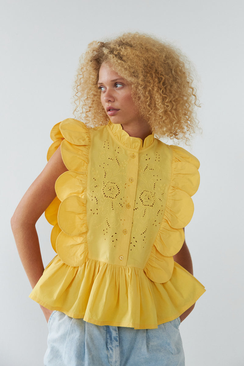 Stella Nova Embroidery Anglaise top Top 115 Sweet Yellow