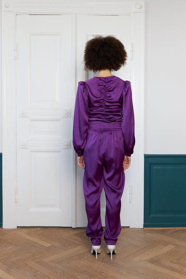 Stella Nova Hammered silk pants Pants 542 Seductive Purple