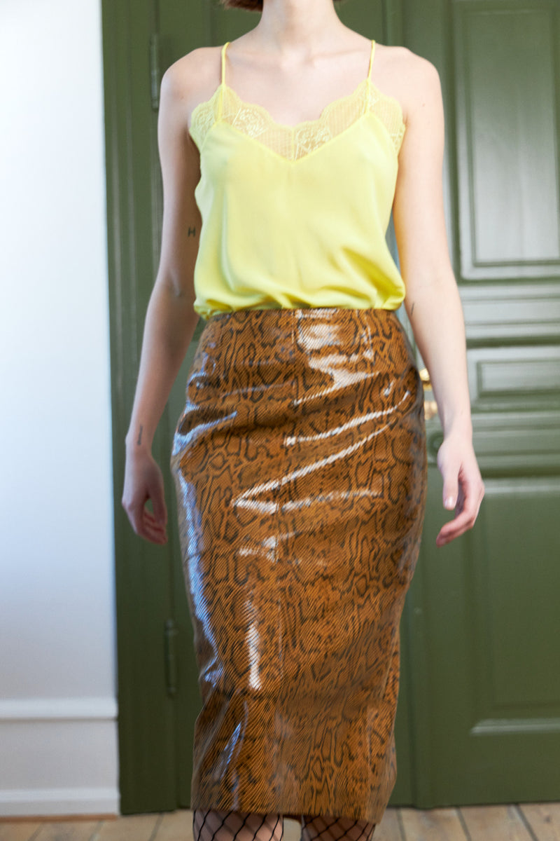 Stella Nova Leather midi skirt Skirt 118 Burned Yellow