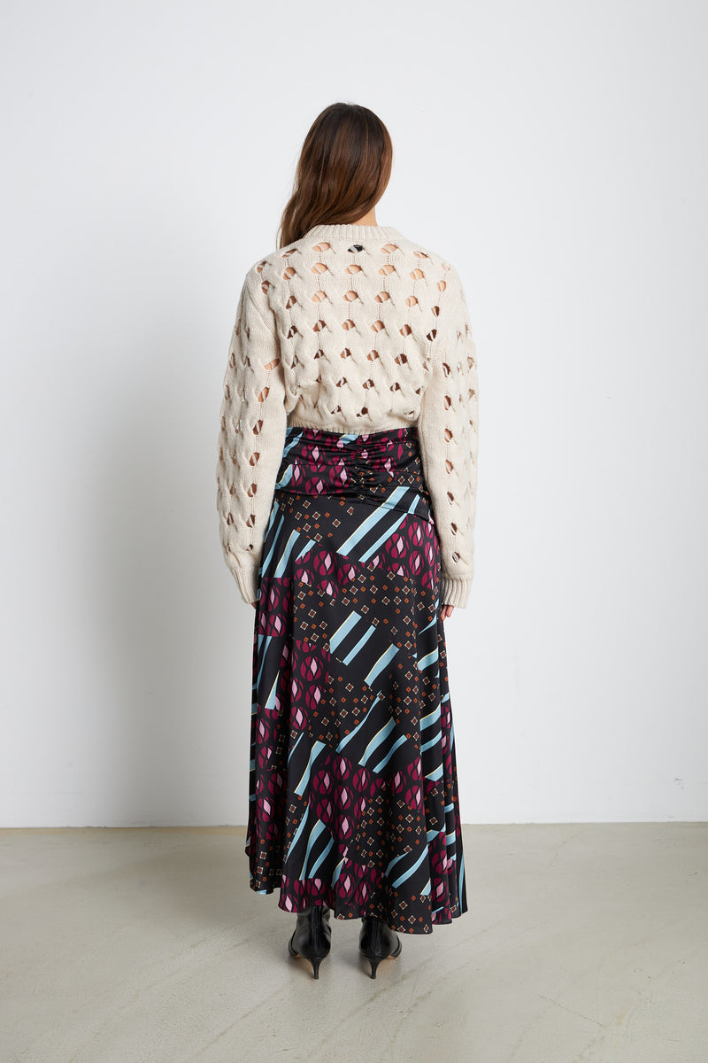 Stella Nova Long silk skirt Skirt 607 Tie Combination