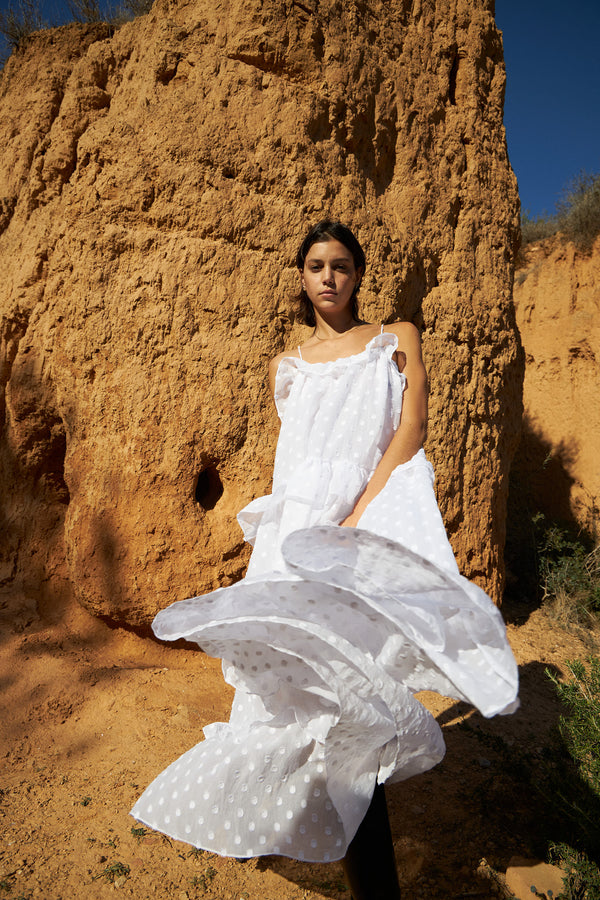Stella Nova Maxi strap frill dress Dress 001 White