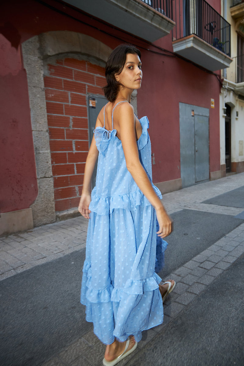Stella Nova Maxi strap frill dress Dress 316 Summer Blue