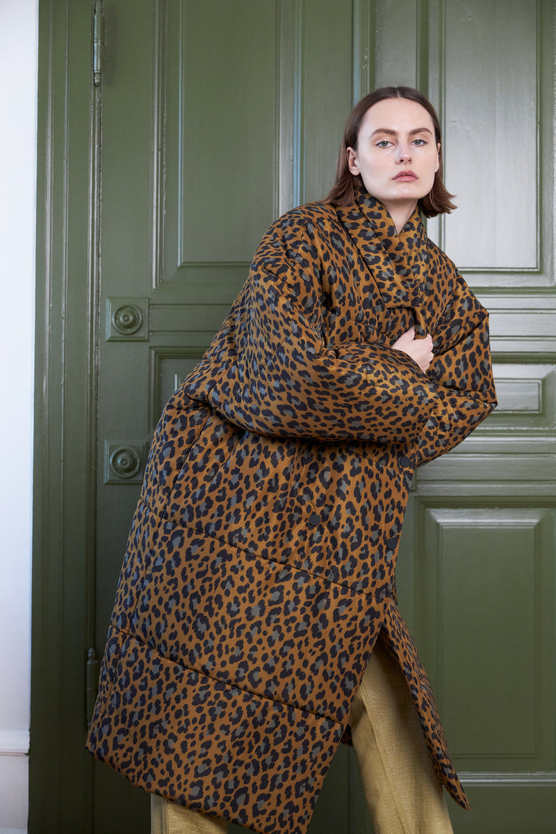 Stella Nova Quilted Midi coat Coat 081 Leopard