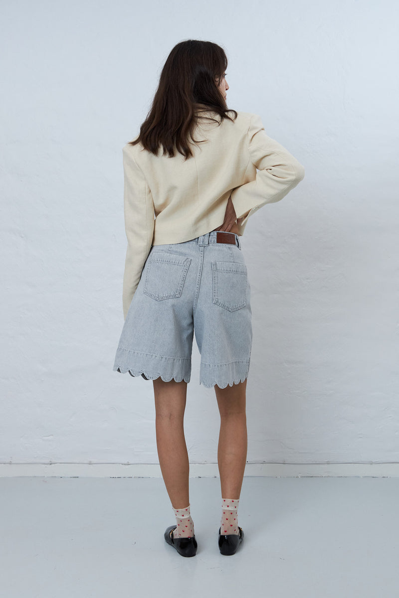 Stella Nova Scallop edge denim shorts Short Pants 490 Light Grey