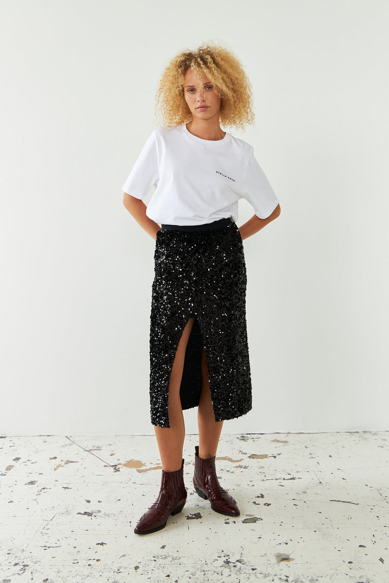 Stella Nova Sequins midi skirt Skirt 999 Black