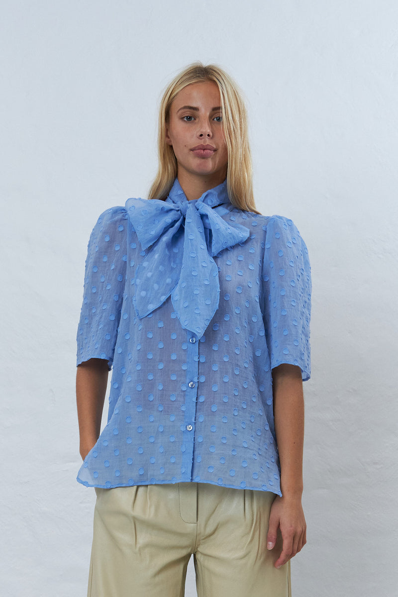 Stella Nova Shortsleeved bow shirt Blouse 316 Summer Blue