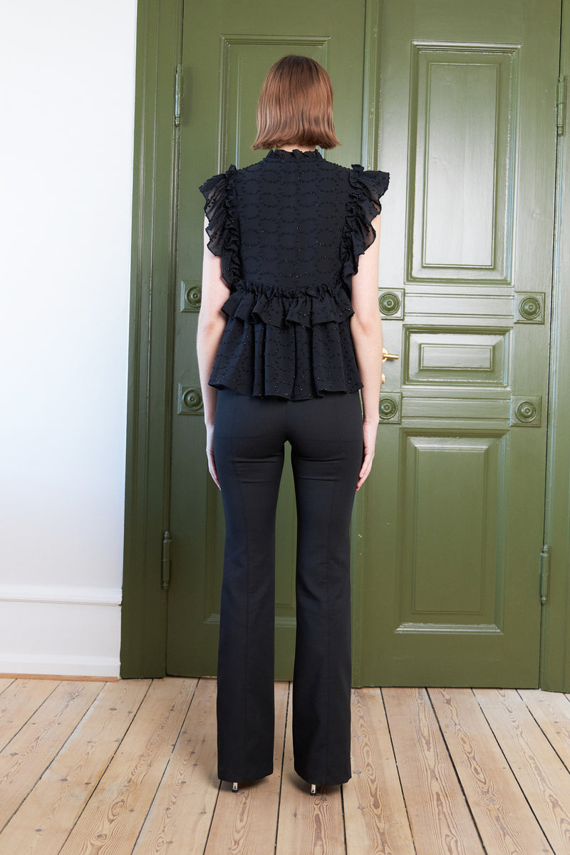 Stella Nova Sleeveless blouse with flounce Top 999 Black