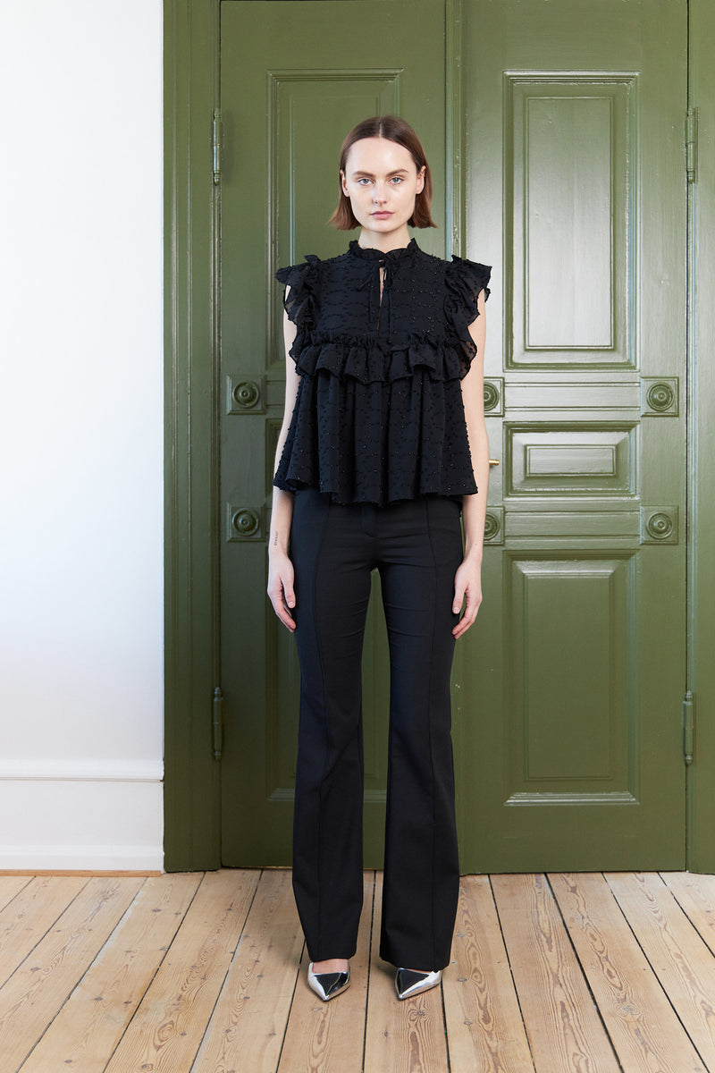 Stella Nova Sleeveless blouse with flounce Top 999 Black