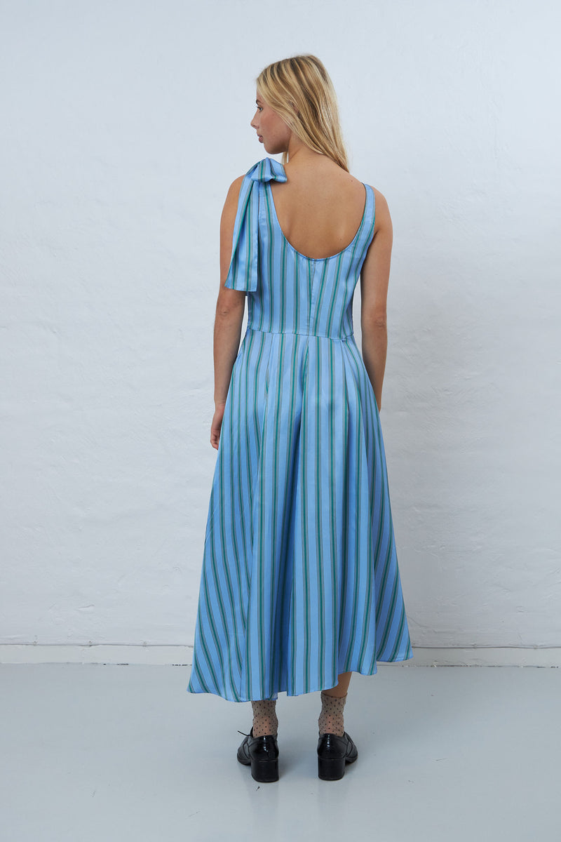 Stella Nova Striped strap dress with bow detail Dress 313 Blue Stripes